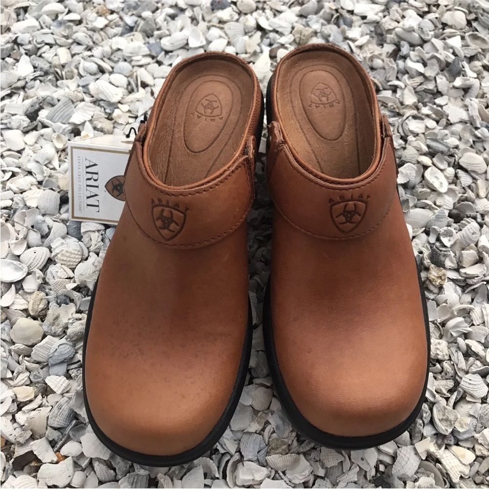 Ariat Brown Leather Clogs‎ Slip On Shoes Size 5.5
